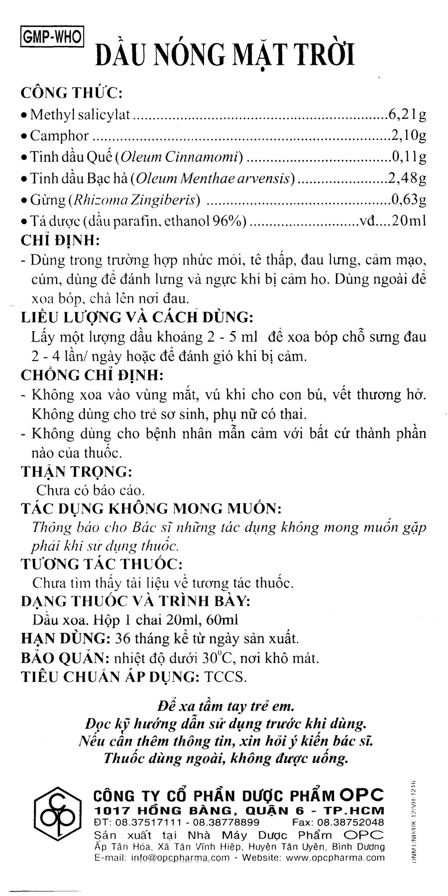 Dầu nóng Mặt Trời chai 60ml - 4